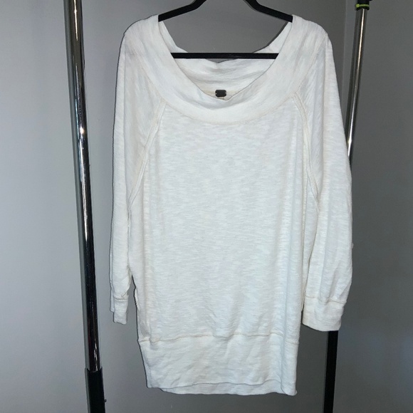 Free People We the Free oversized Palisades Off-The-Shoulder Shirt Sz L - Picture 2 of 7